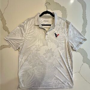 Tommy Bahama White and Gray Polo Shirt with Tropical Pattern